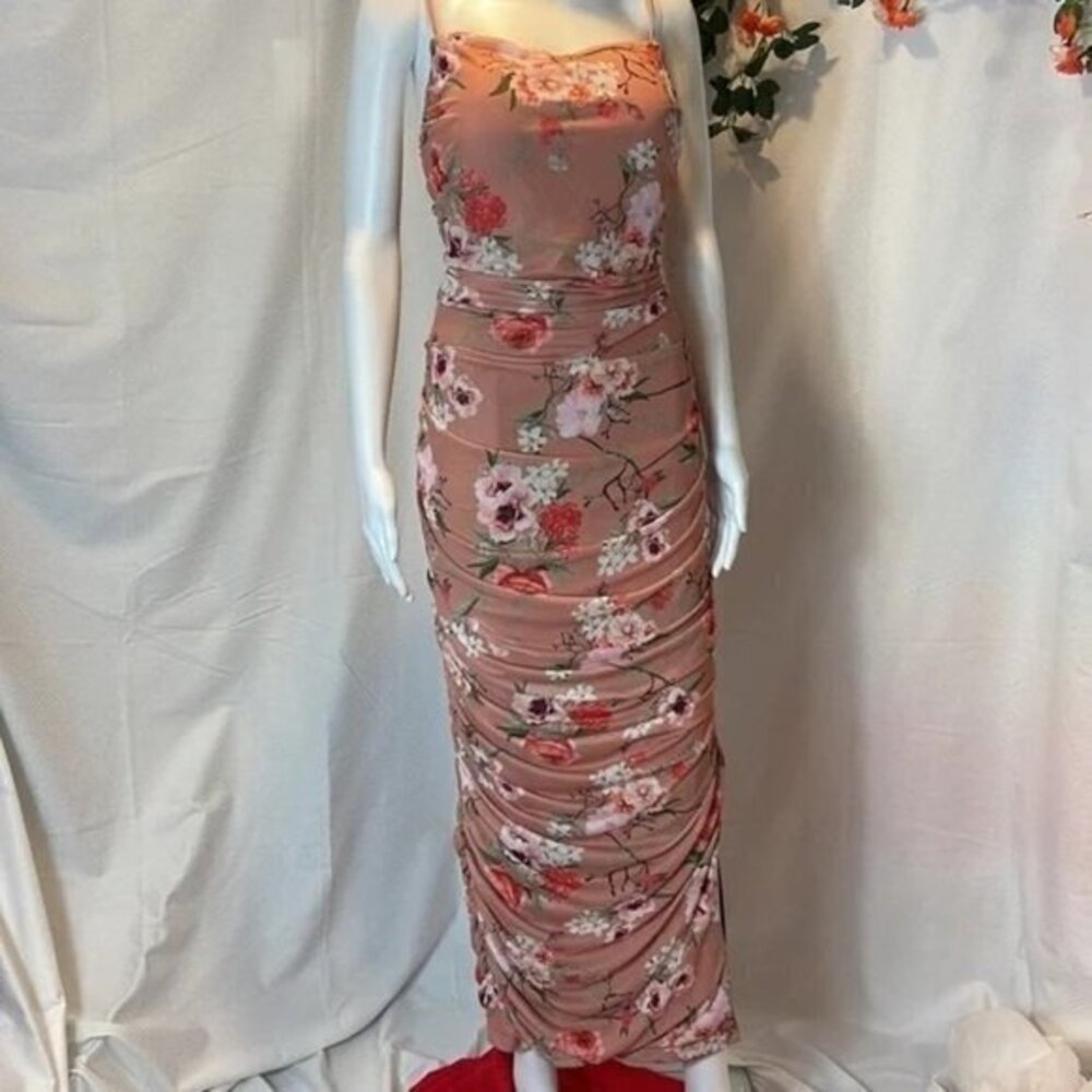 Cupshe Body Contour Floral Print Ruched Mesh Midi Dress Size XL - Picture 11 of 16